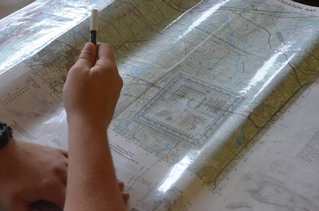 Map on table